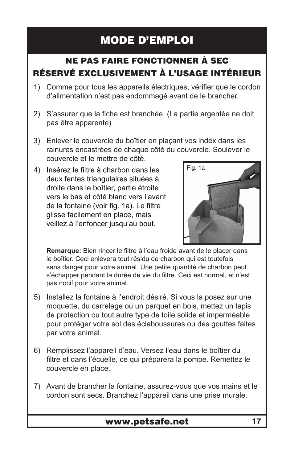 Mode d’emploi | Petsafe Drinkwell® Mini Pet Fountain User Manual | Page 17 / 73