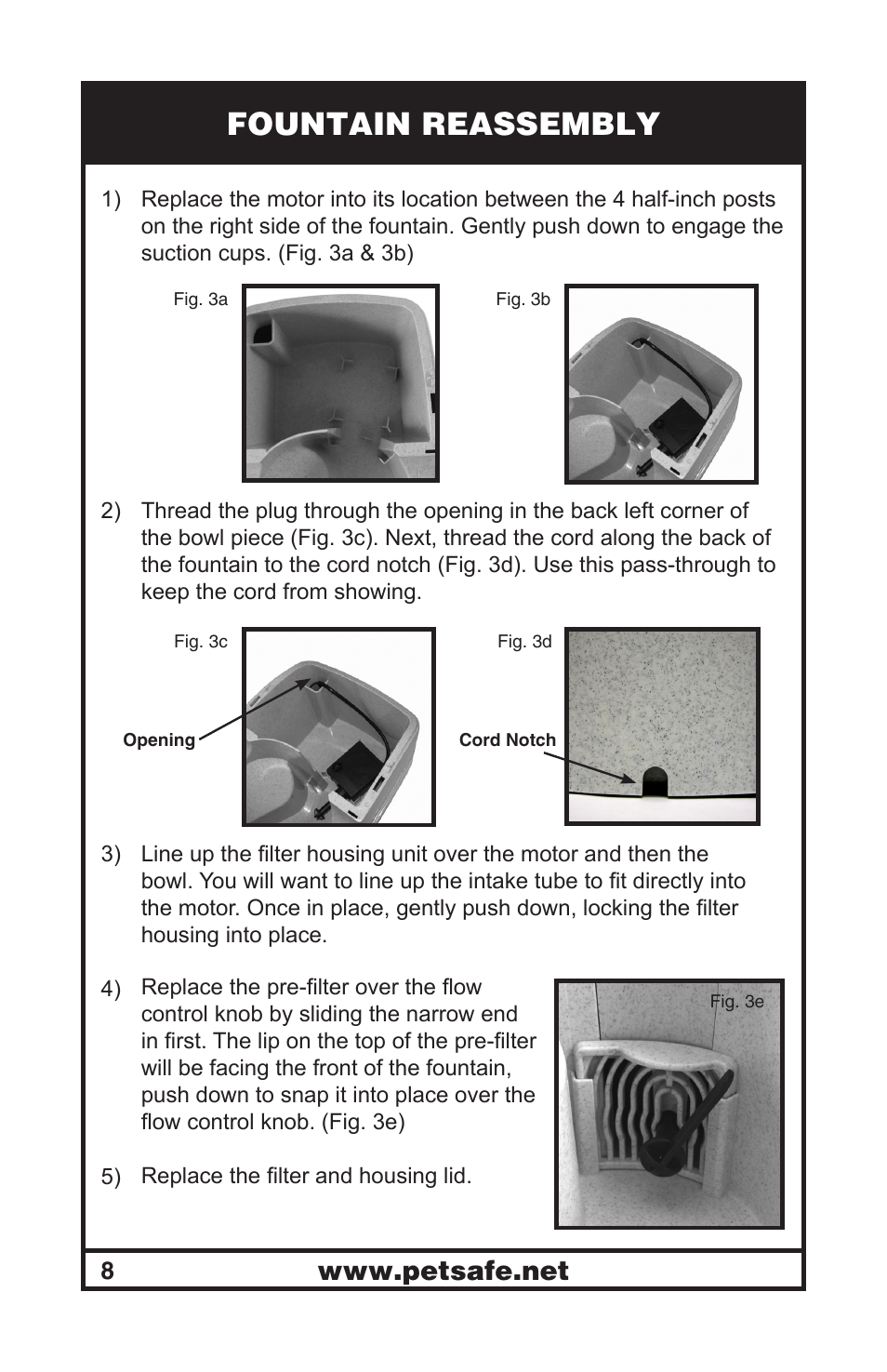Fountain reassembly | Petsafe Drinkwell® Mini Pet Fountain User Manual | Page 8 / 73