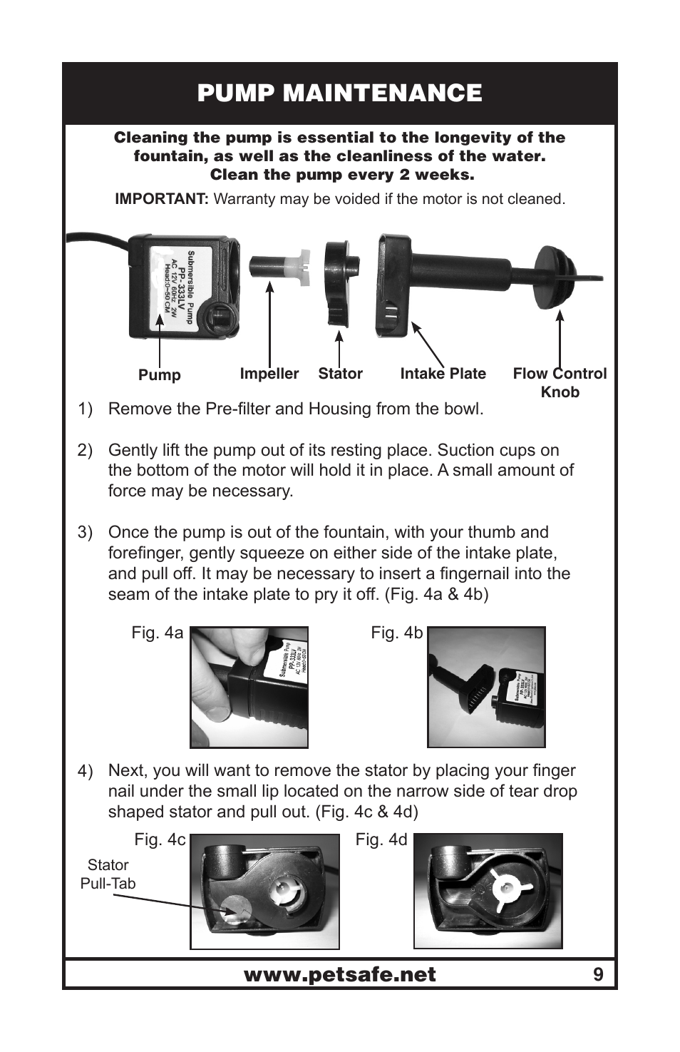 Pump maintenance | Petsafe Drinkwell® Mini Pet Fountain User Manual | Page 9 / 73