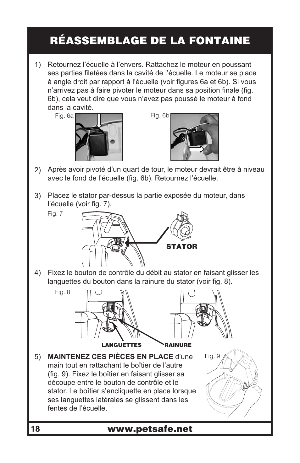 Réassemblage de la fontaine | Petsafe Drinkwell® Original Pet Fountain User Manual | Page 18 / 61