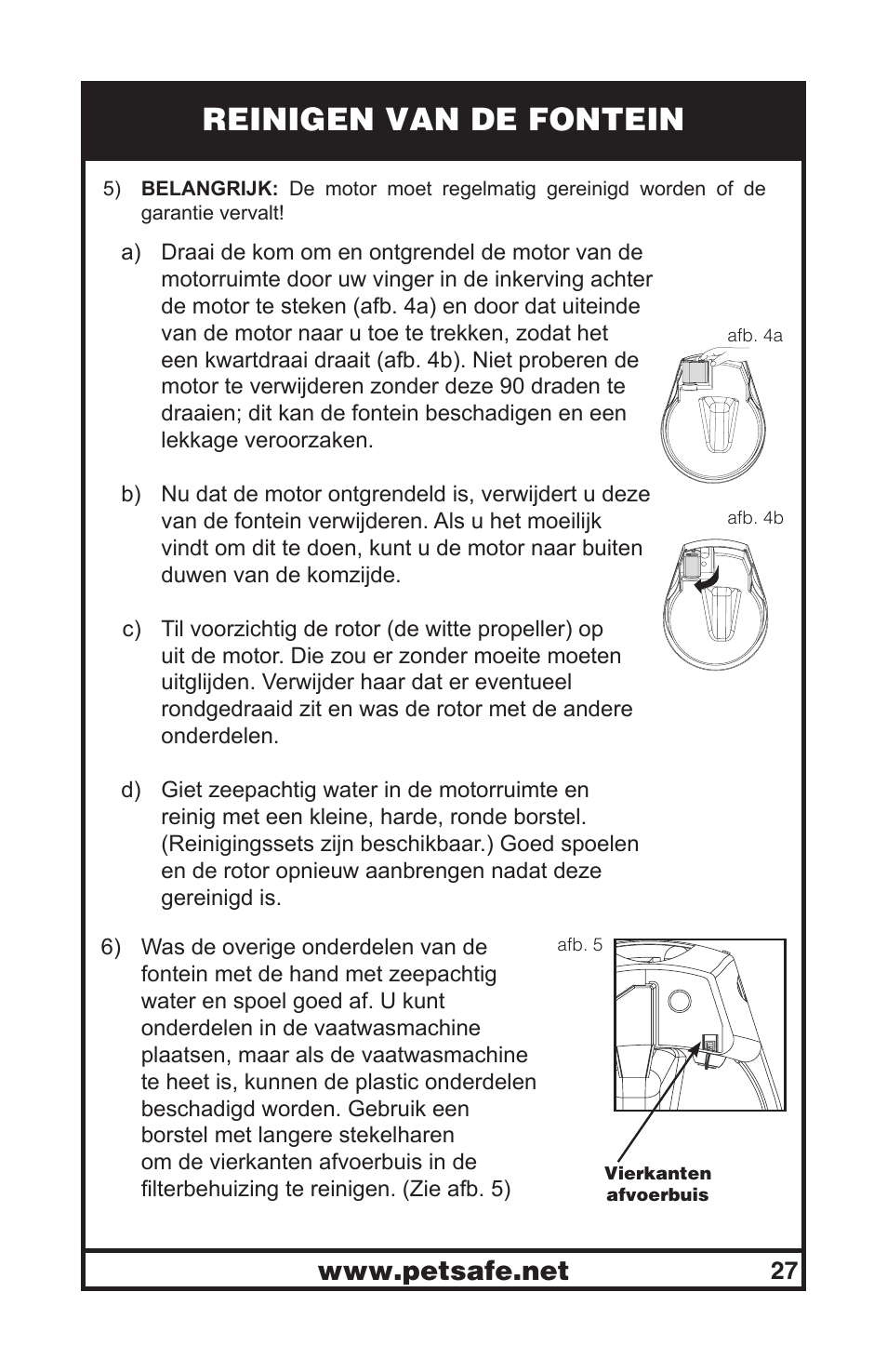 Reinigen van de fontein | Petsafe Drinkwell® Original Pet Fountain User Manual | Page 27 / 61