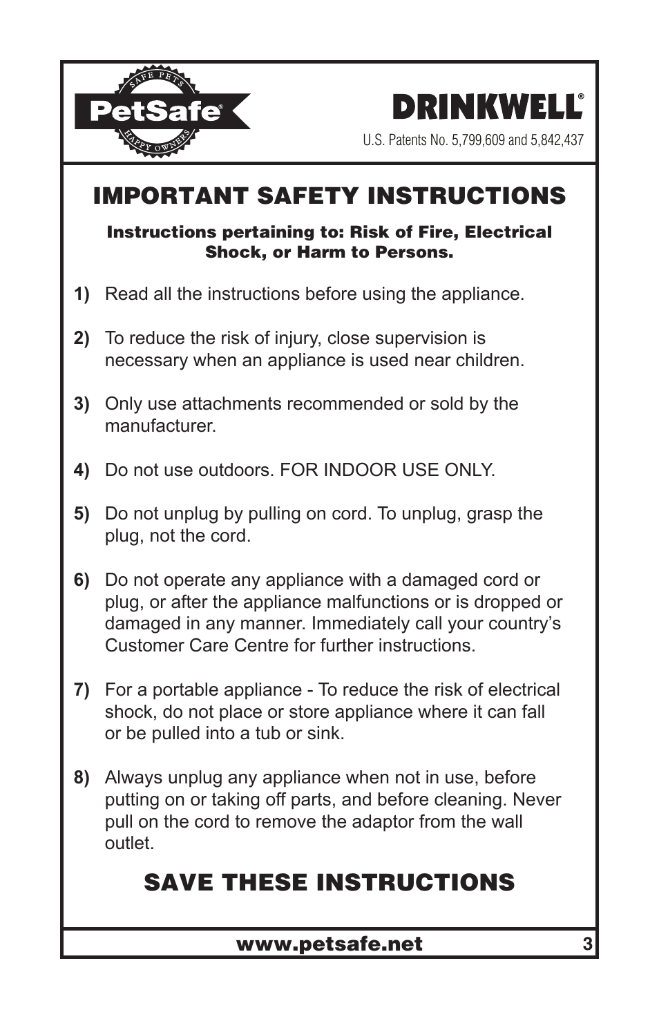 Petsafe Drinkwell® Original Pet Fountain User Manual | Page 3 / 61