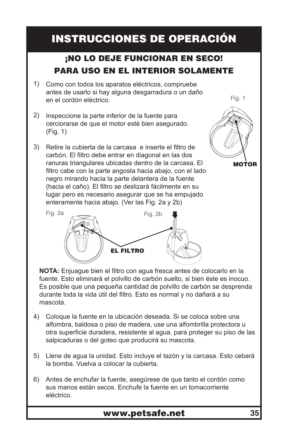 Instrucciones de operación | Petsafe Drinkwell® Original Pet Fountain User Manual | Page 35 / 61