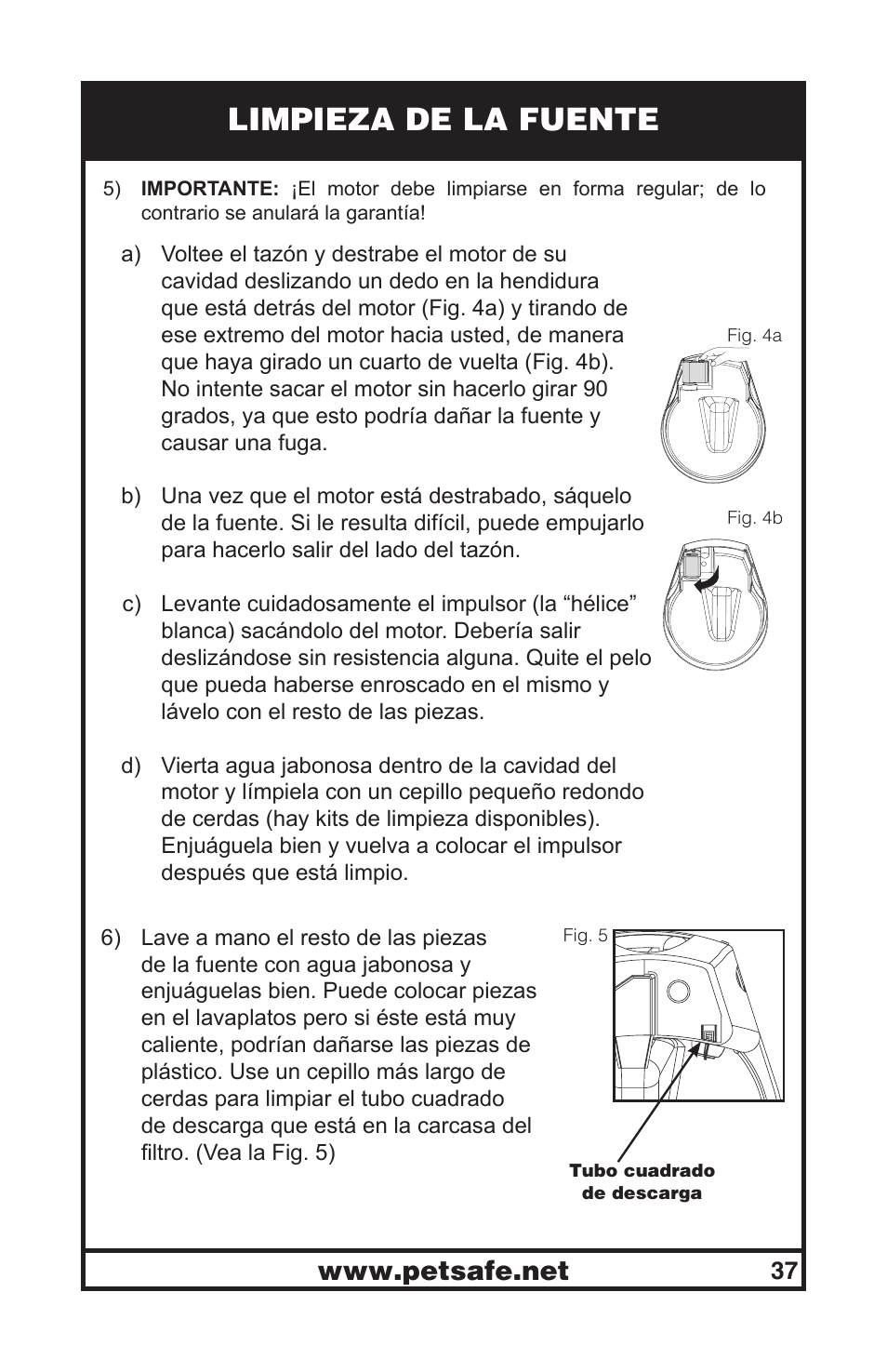 Limpieza de la fuente | Petsafe Drinkwell® Original Pet Fountain User Manual | Page 37 / 61