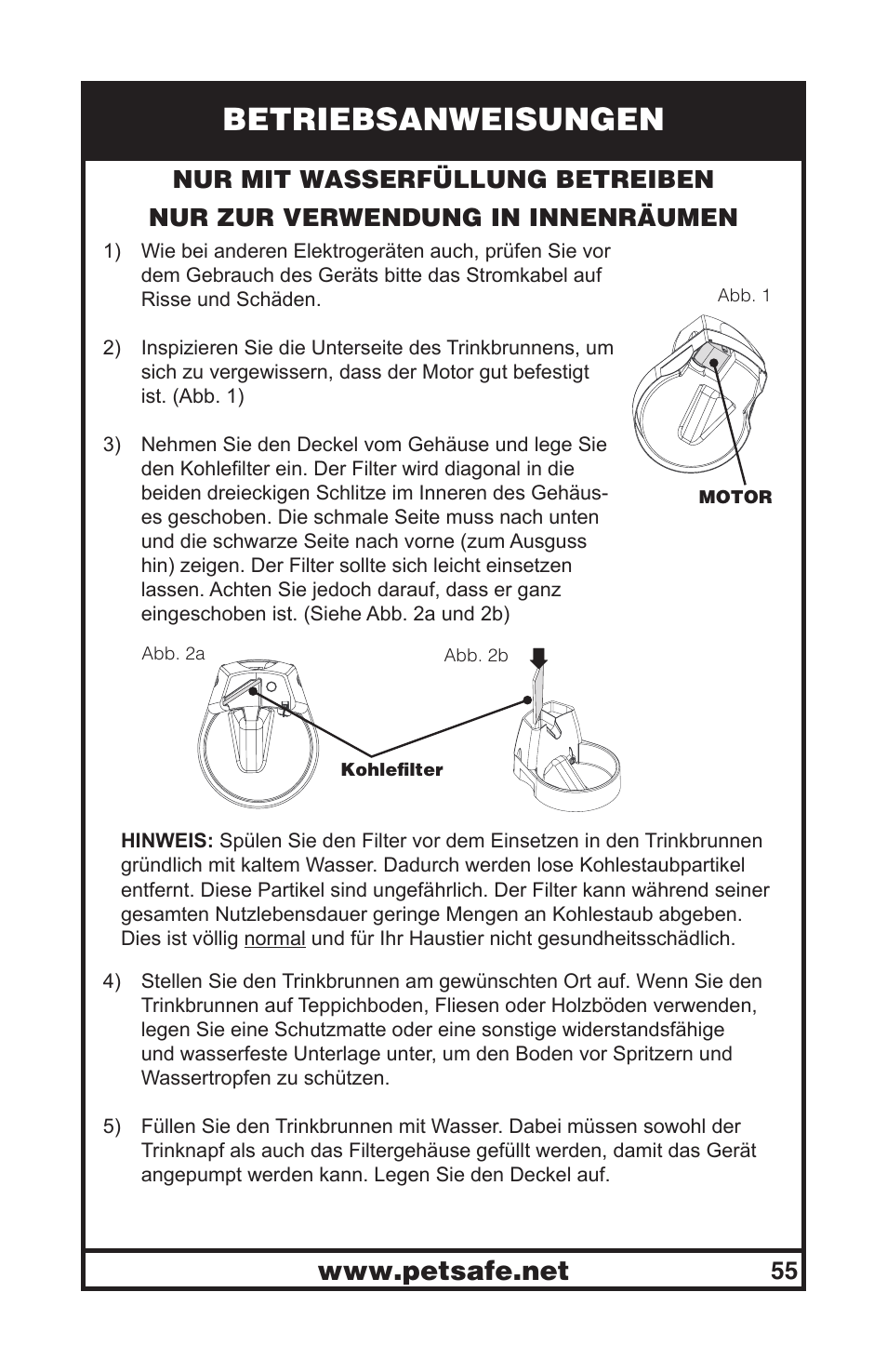 Betriebsanweisungen | Petsafe Drinkwell® Original Pet Fountain User Manual | Page 55 / 61