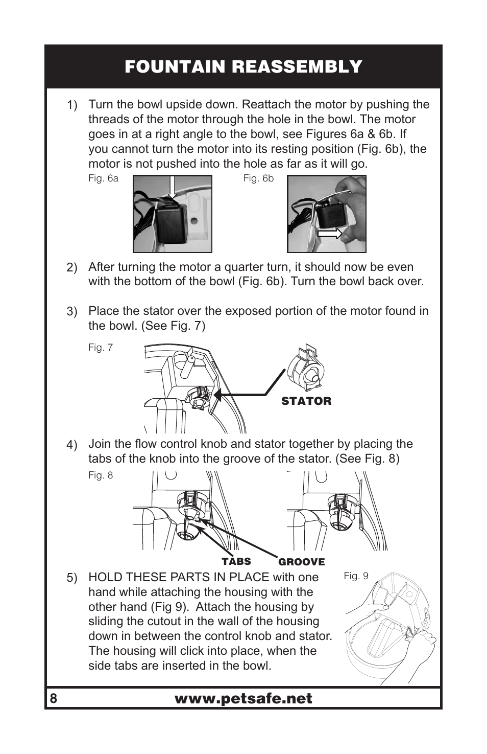 Fountain reassembly | Petsafe Drinkwell® Original Pet Fountain User Manual | Page 8 / 61