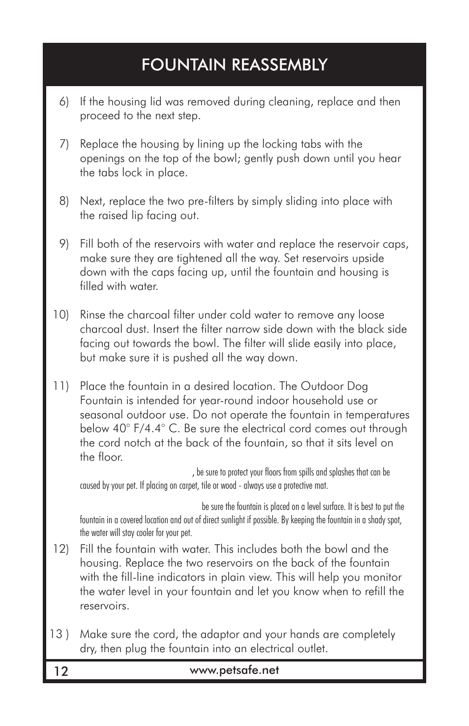 Fountain reassembly | Petsafe Drinkwell® Outdoor Dog Fountain User Manual | Page 12 / 16