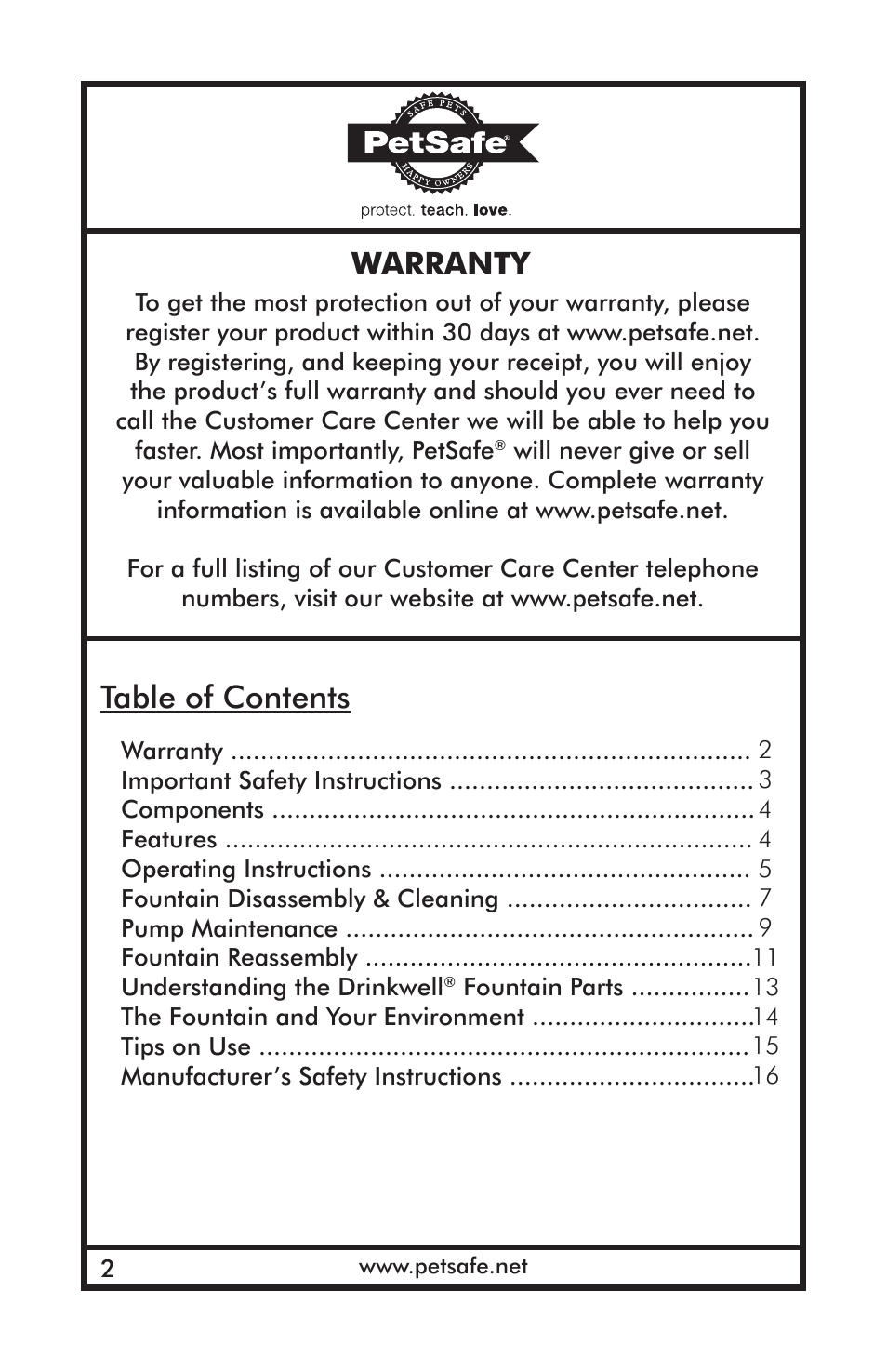 Petsafe Drinkwell® Outdoor Dog Fountain User Manual | Page 2 / 16