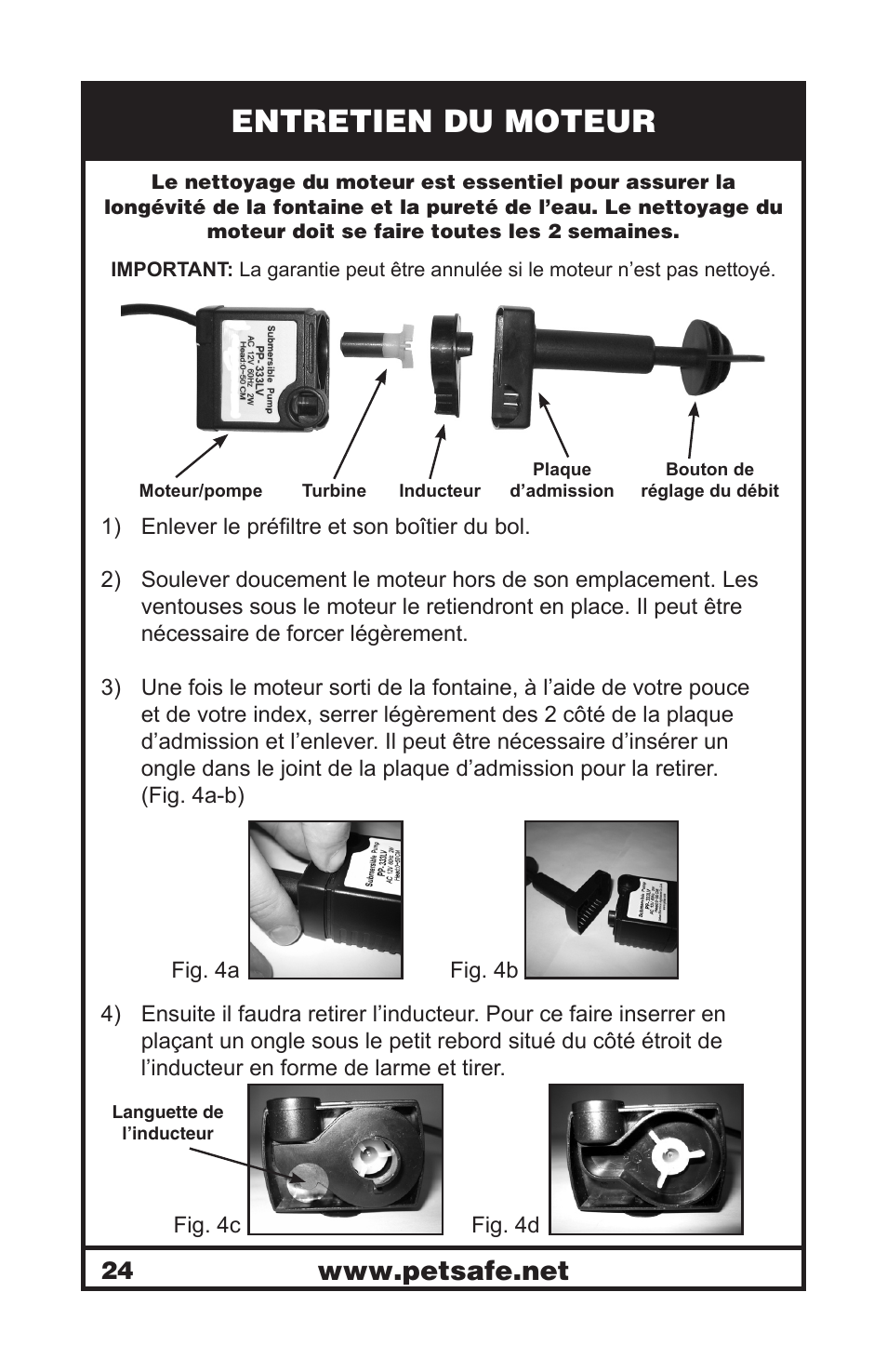 Entretien du moteur | Petsafe Drinkwell® Platinum Pet Fountain User Manual | Page 24 / 85
