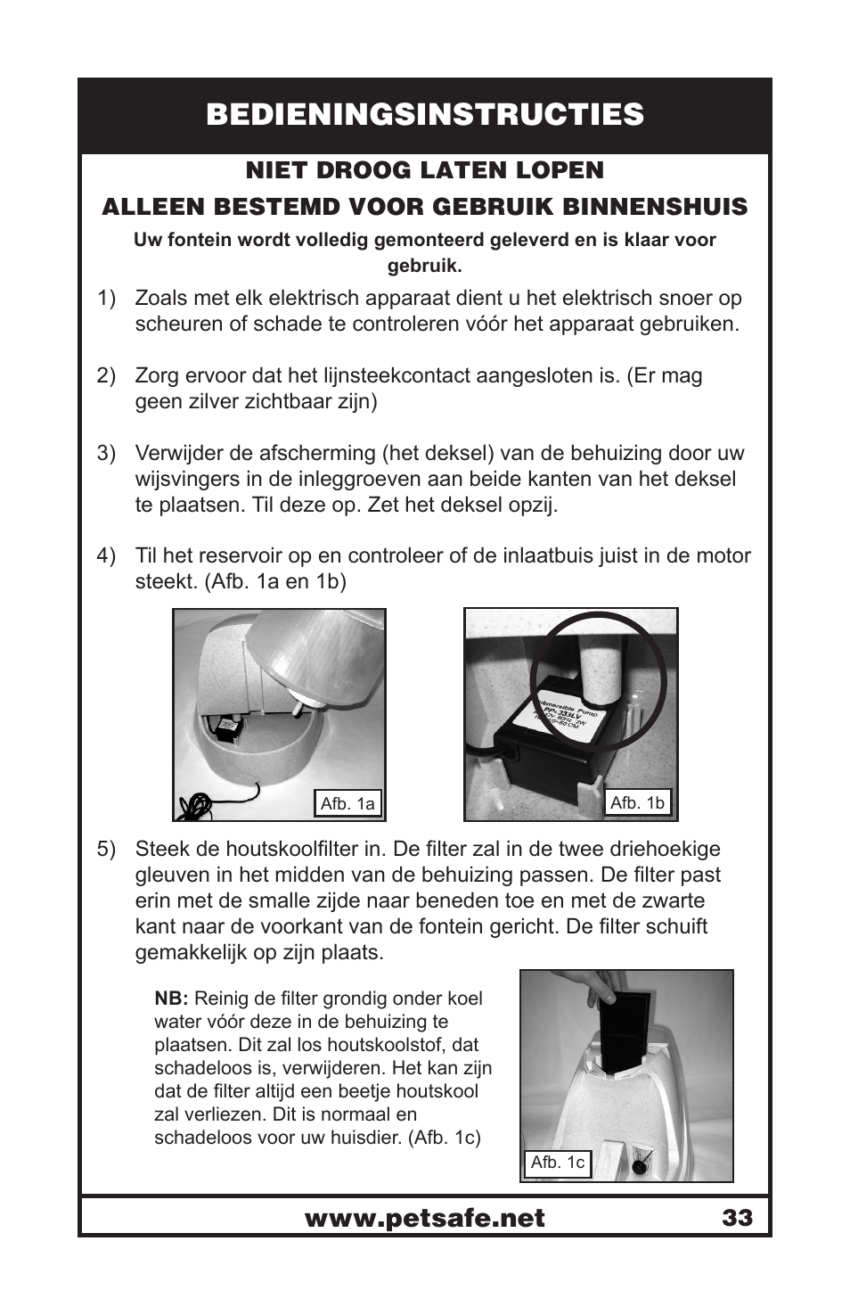 Bedieningsinstructies | Petsafe Drinkwell® Platinum Pet Fountain User Manual | Page 33 / 85
