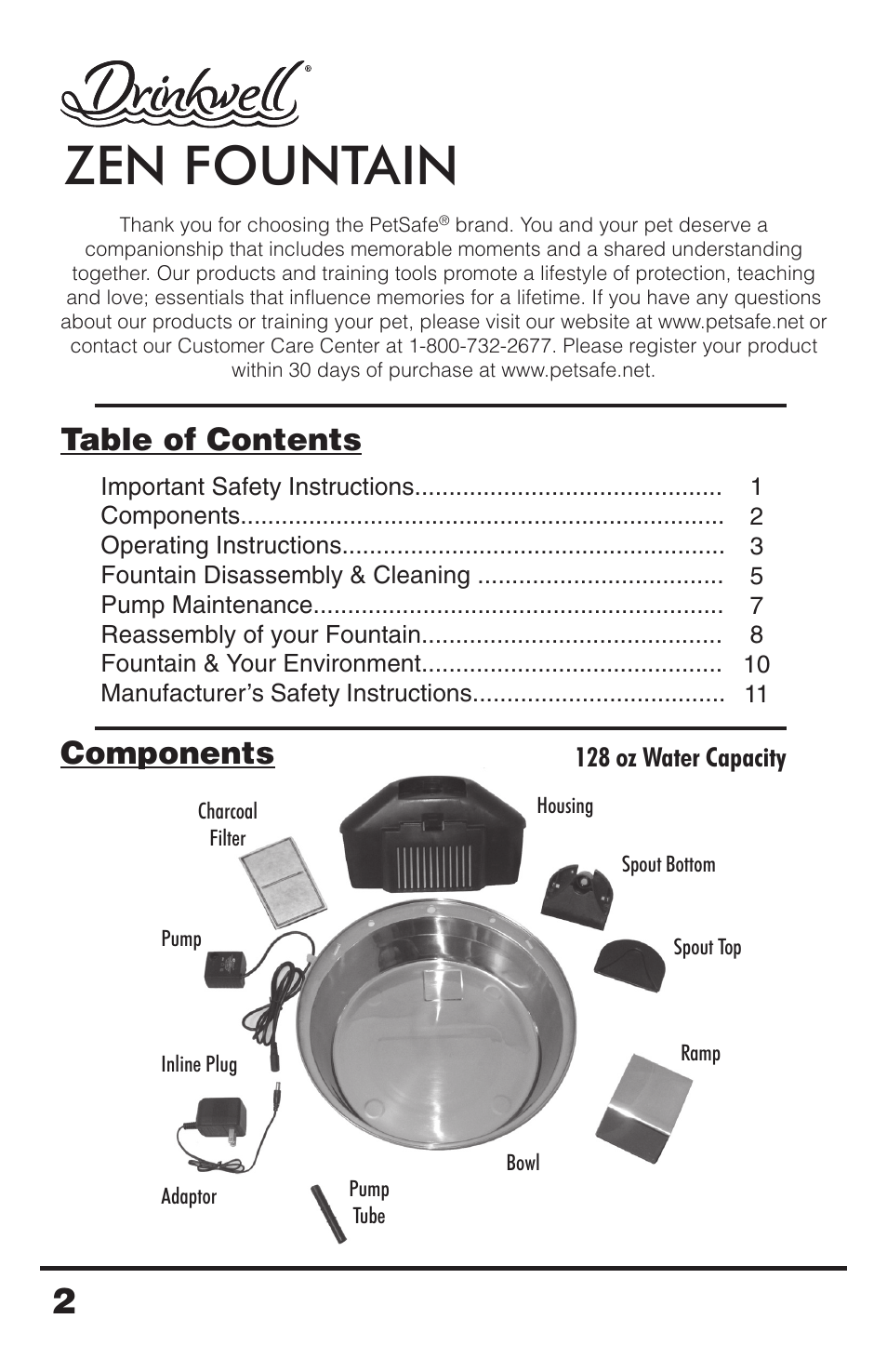 Petsafe Drinkwell® Zen Fountain User Manual | Page 2 / 11