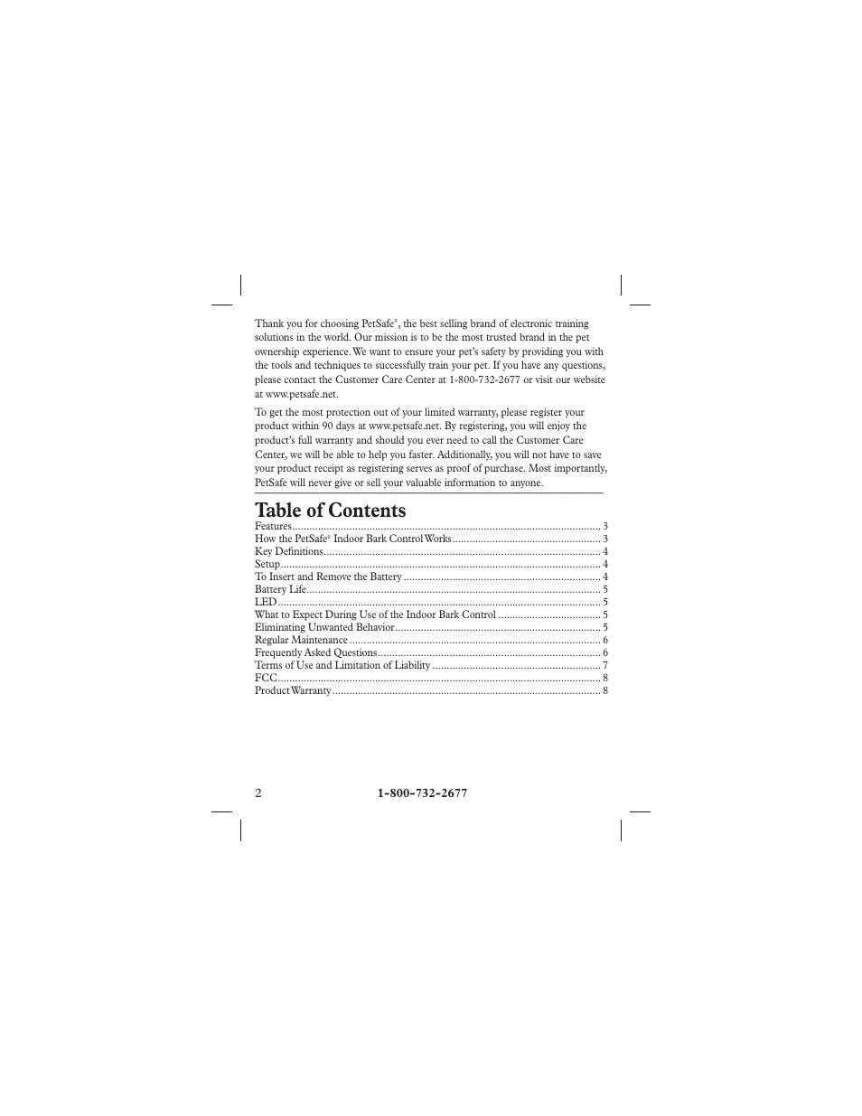 Petsafe Indoor Bark Control, Ultrasonic User Manual | Page 2 / 8