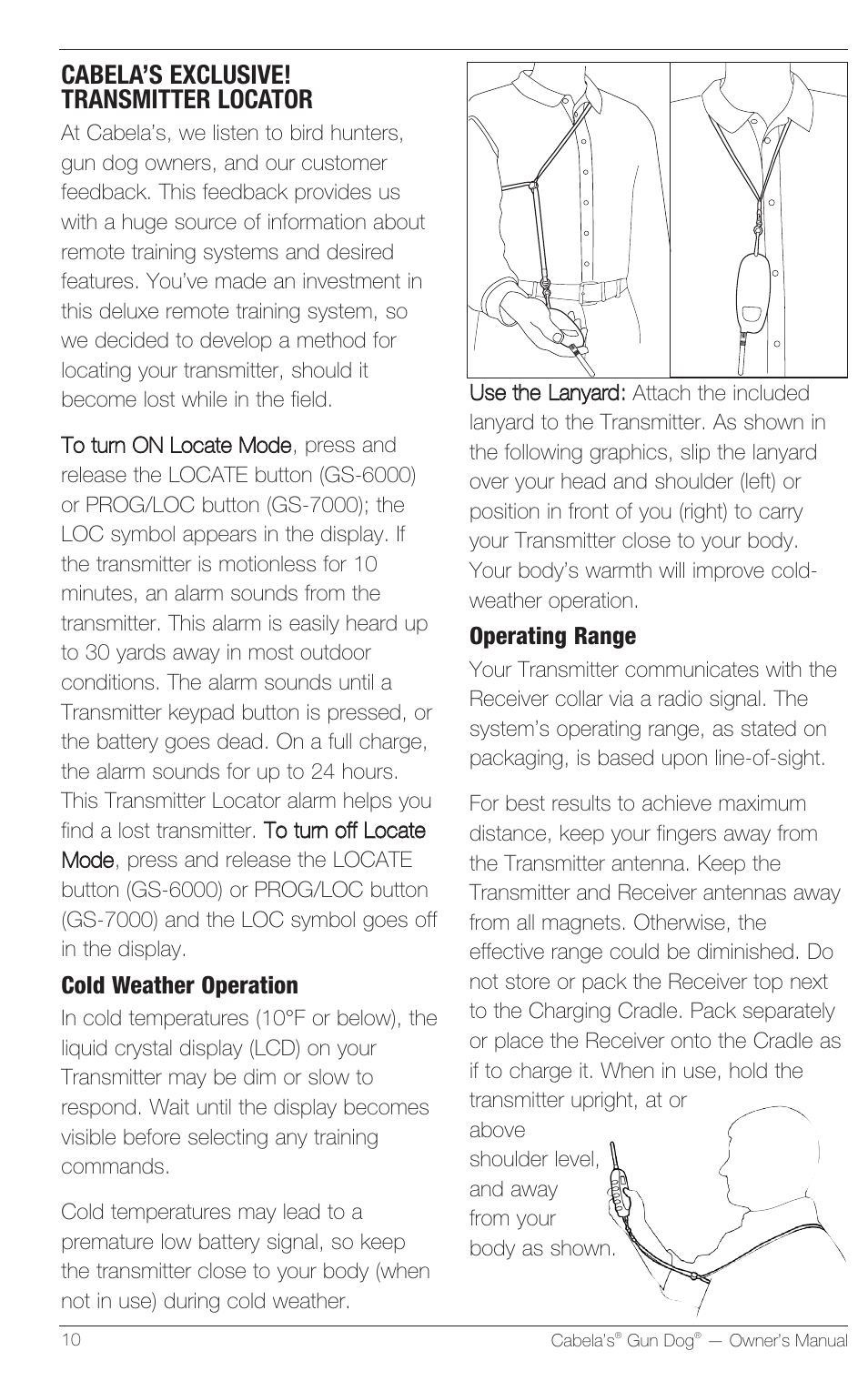 Cabela’s exclusive! transmitter locator | Petsafe Innotek Cabela’s Gun Dog Remote Trainer User Manual | Page 10 / 24