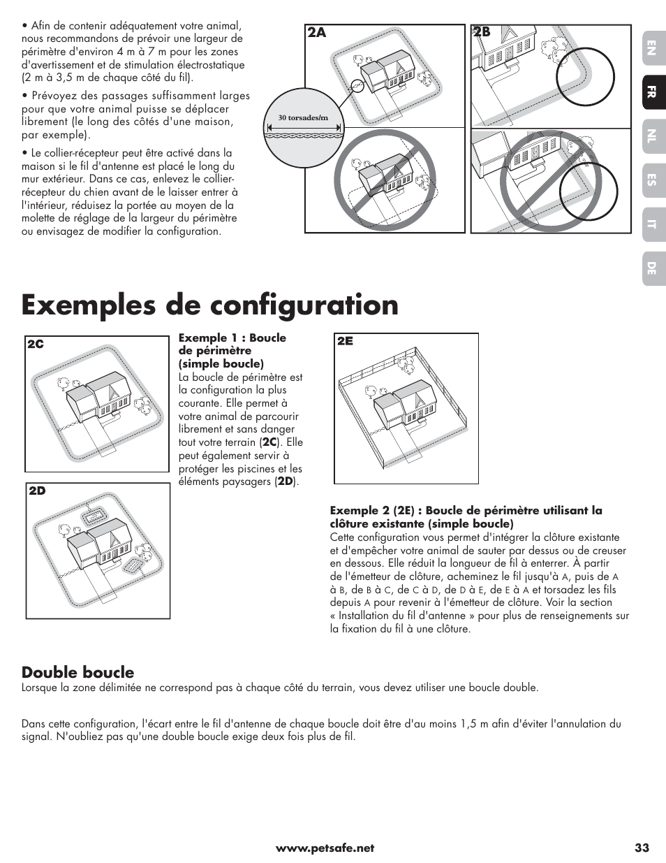 Exemples de confi guration, Double boucle | Petsafe Little Dog Deluxe In-Ground Fence™ User Manual | Page 33 / 152