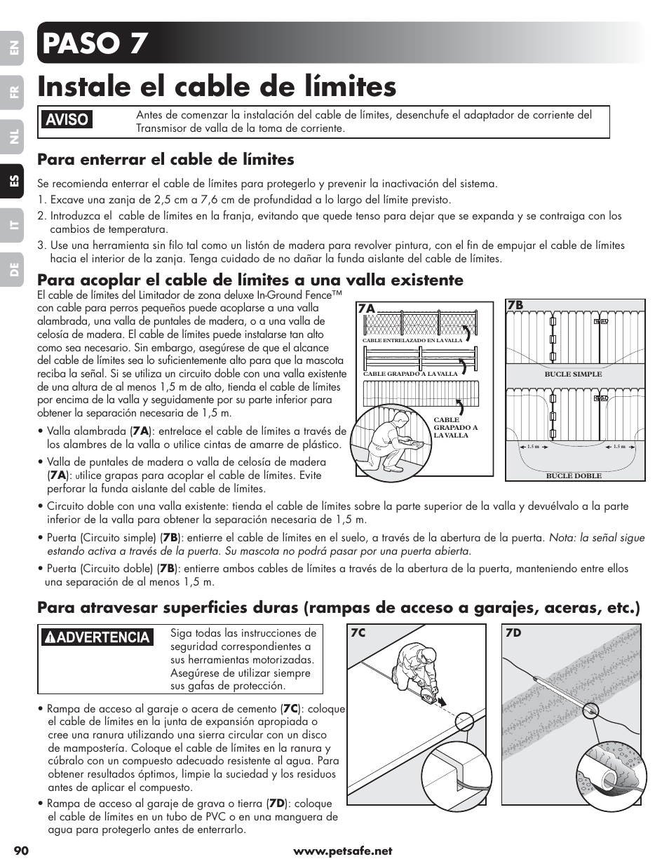 Paso 7 instale el cable de límites, Para enterrar el cable de límites | Petsafe Little Dog Deluxe In-Ground Fence™ User Manual | Page 90 / 152