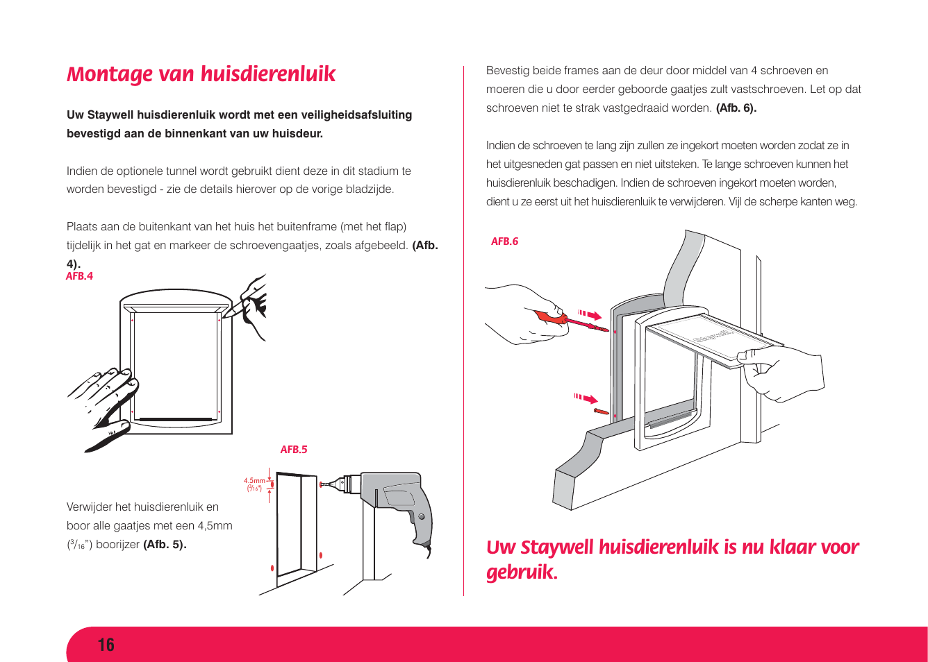 Montage van huisdierenluik | Petsafe Original 2 Way Pet Door User Manual | Page 17 / 40