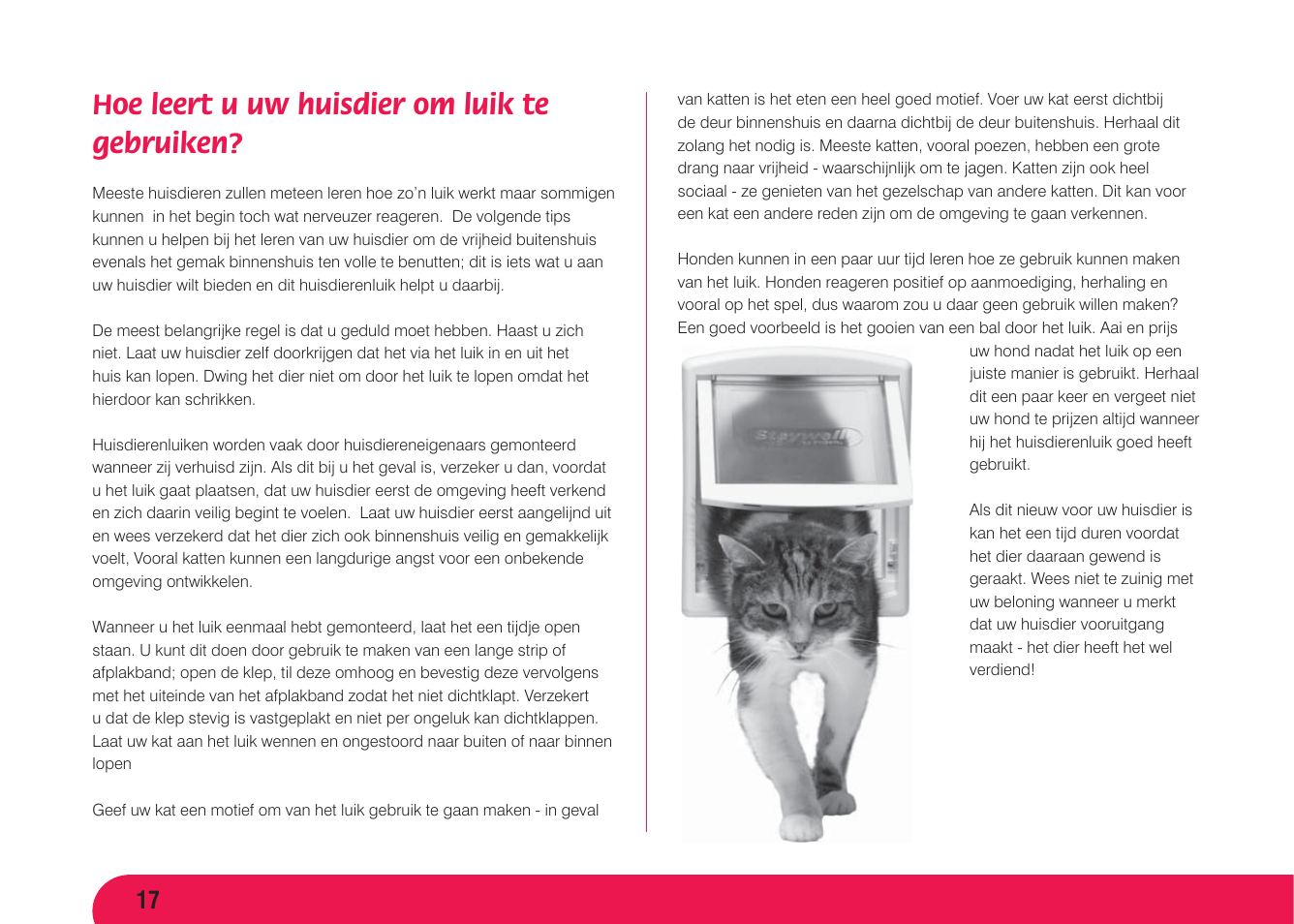 Hoe leert u uw huisdier om luik te gebruiken | Petsafe Original 2 Way Pet Door User Manual | Page 18 / 40