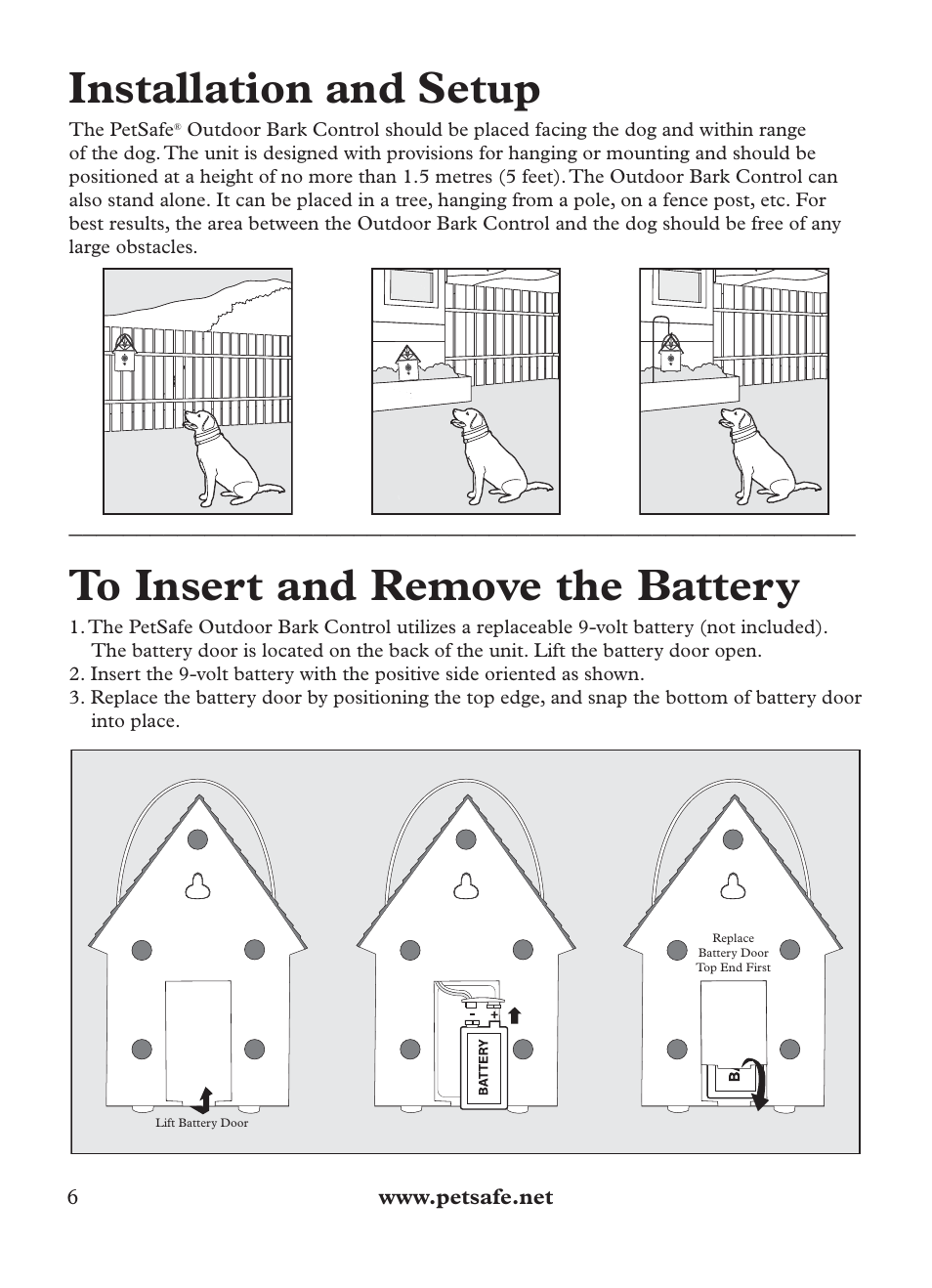 Installation and setup, The petsafe | Petsafe Outdoor Bark Control User Manual | Page 6 / 72