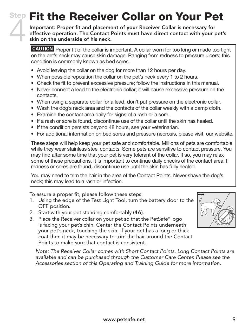 Fit the receiver collar on your pet, Step | Petsafe Pawz Away® Indoor Pet Barrier User Manual | Page 9 / 20