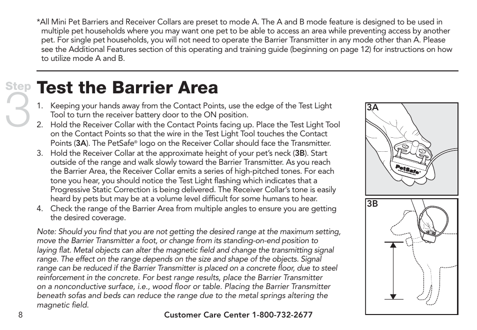 Test the barrier area | Petsafe Pawz Away® Mini Pet Barrier User Manual | Page 8 / 24