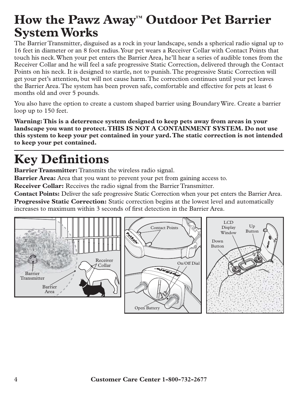 How the pawz away, Outdoor pet barrier system works, Key definitions | Petsafe Pawz Away® Outdoor Pet Barrier User Manual | Page 4 / 20