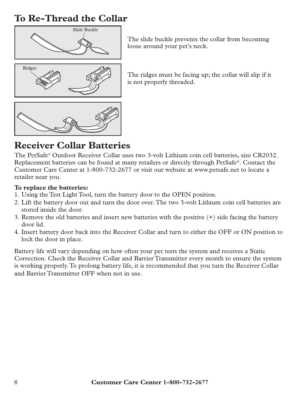 Receiver collar batteries | Petsafe Pawz Away® Outdoor Pet Barrier User Manual | Page 8 / 20