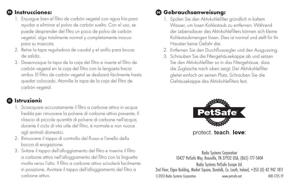 Petsafe Replacement Charcoal Filter - 360 Pet Fountains User Manual | Page 2 / 2