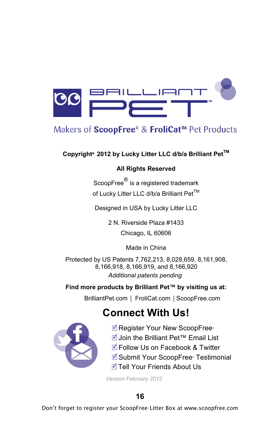 Connect with us | Petsafe ScoopFree Original Self-Cleaning Litter Box User Manual | Page 16 / 16