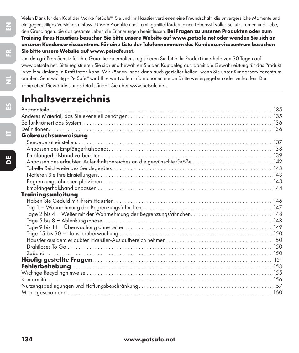 Petsafe Stay+Play Wireless Fence PIF17-13478 User Manual | Page 134 / 160