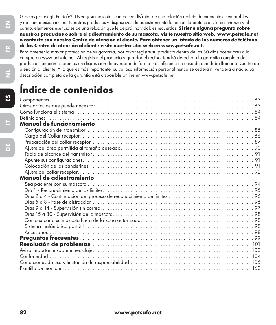 Petsafe Stay+Play Wireless Fence PIF17-13478 User Manual | Page 82 / 160