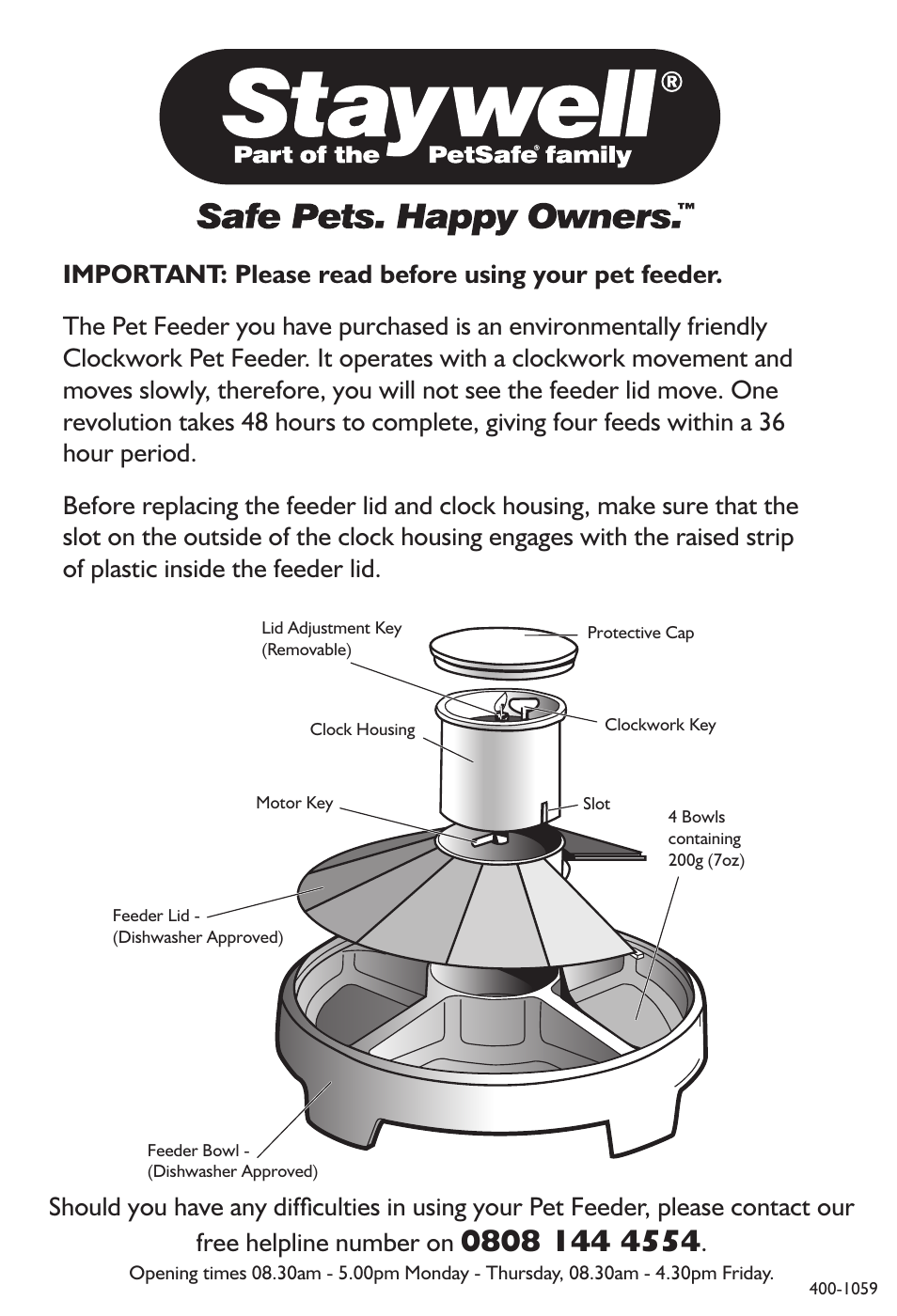 Petsafe Staywell Clockwork Pet Feeder User Manual | 1 page