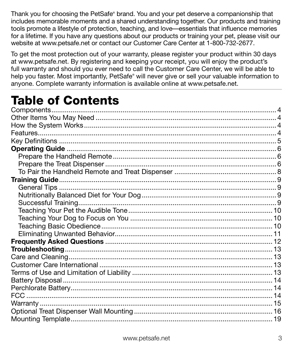 Petsafe Train ‘n Praise™ Treat Dispenser User Manual | Page 3 / 20