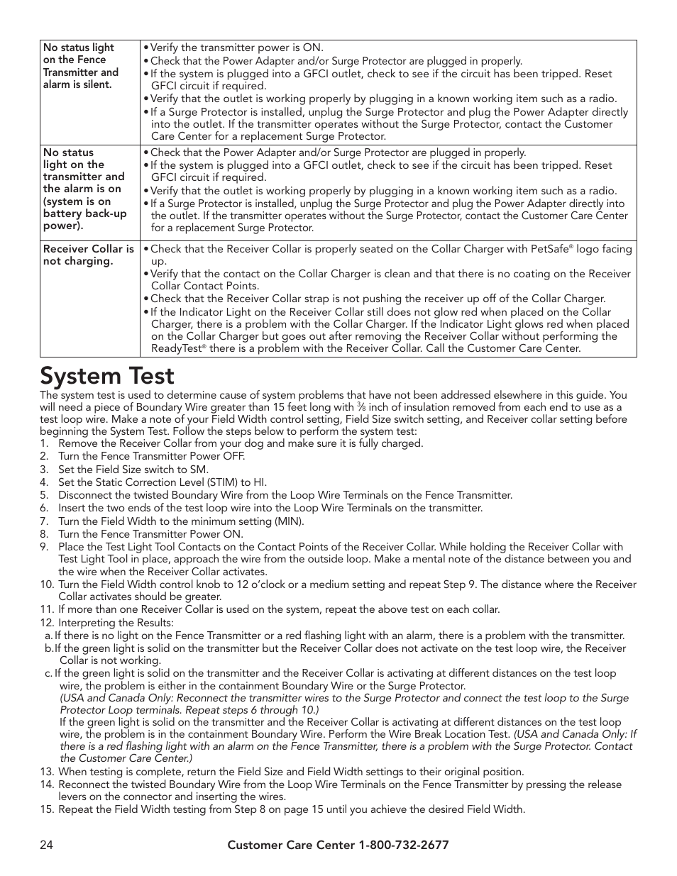 System test | Petsafe UltraSmart® In-Ground Fence™ User Manual | Page 24 / 28