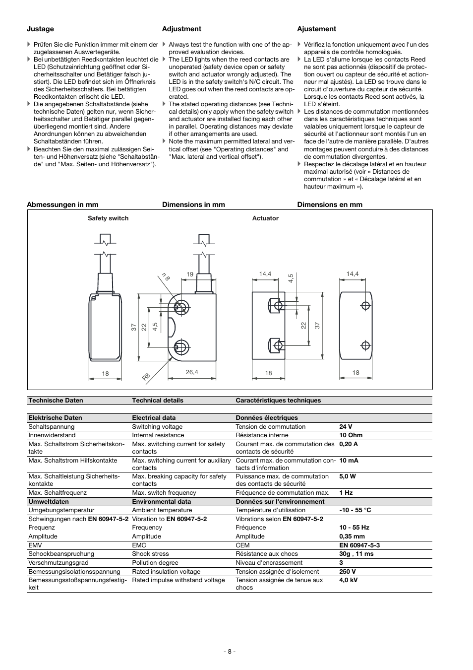 Pilz PSEN ma1.4a-51/PSEN ma1.4-03mm/ 1unit User Manual | Page 8 / 10