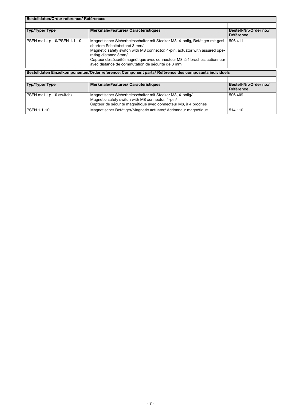 Pilz PSEN ma1.1p-10/PSEN1.1-10/3mm/1unit User Manual | Page 7 / 8