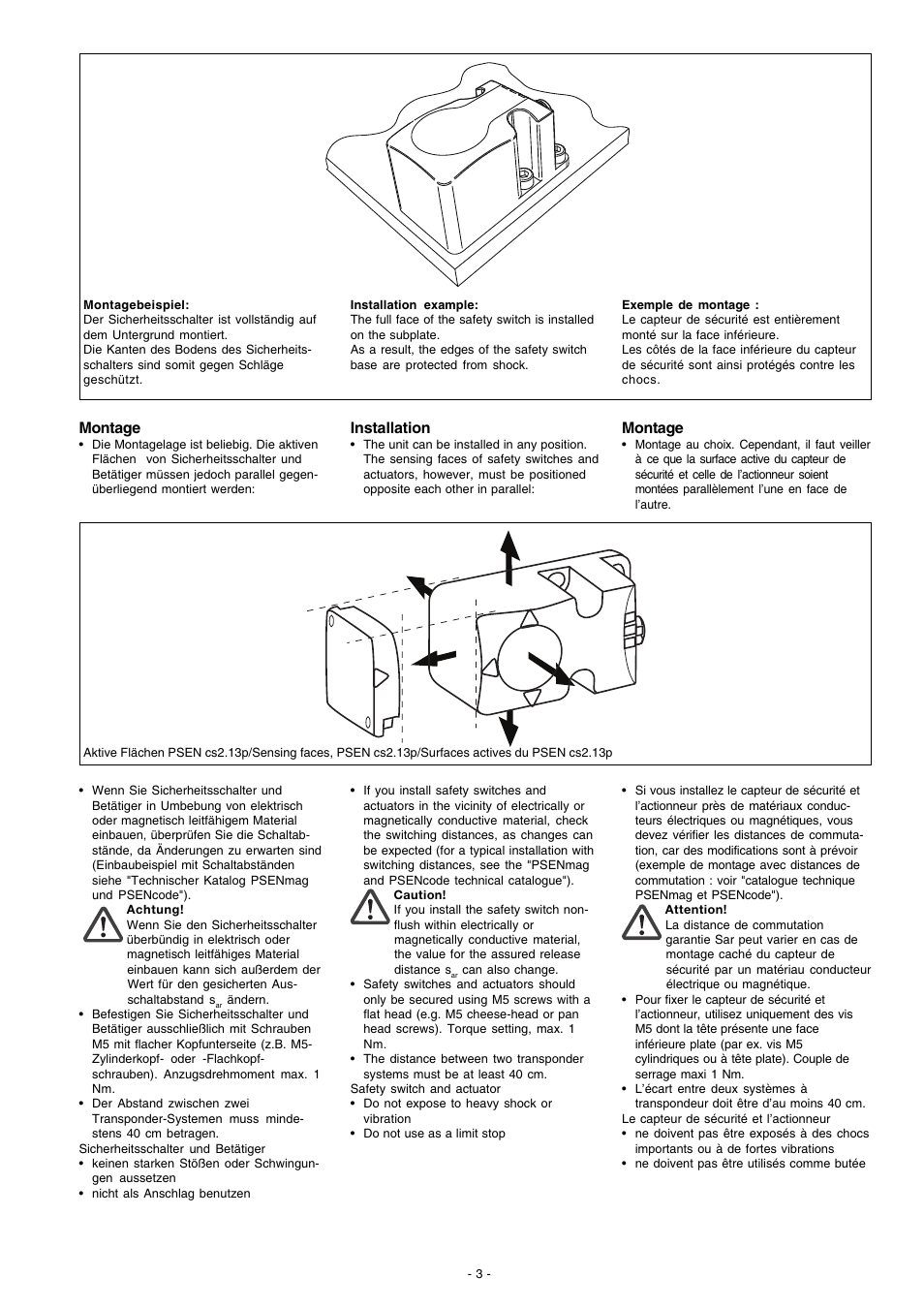 Montage, Installation | Pilz PSEN cs4.1 1 actuator User Manual | Page 3 / 10