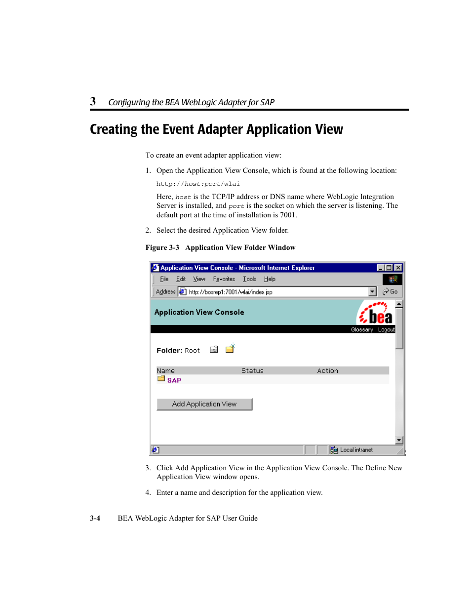 Creating the event adapter application view, Creating the event adapter application view -4 | BEA WebLogic Adapter for SAP User Manual | Page 32 / 94