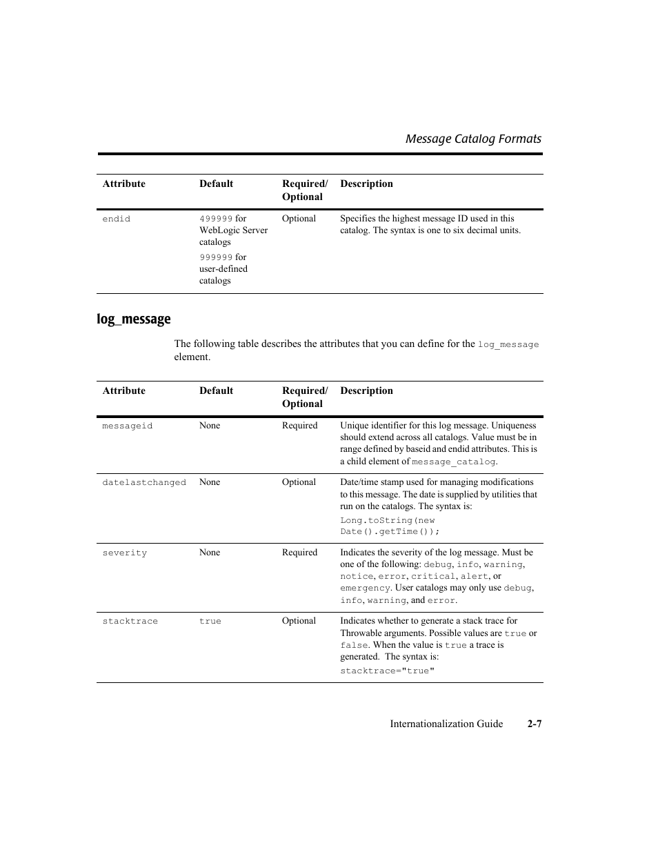 Log_message, Log_message -7 | BEA WebLogic Server User Manual | Page 25 / 88