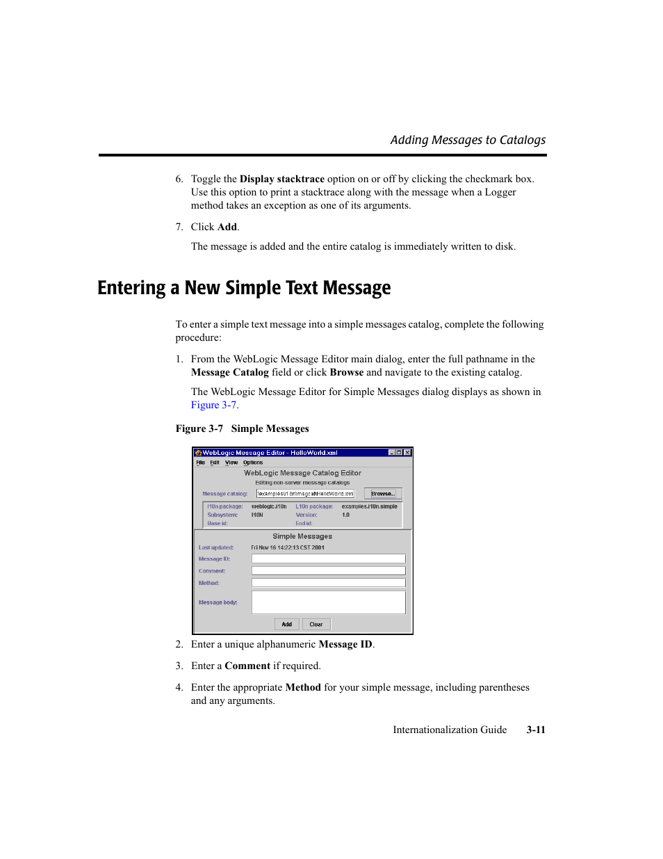 Entering a new simple text message, Entering a new simple text message -11 | BEA WebLogic Server User Manual | Page 45 / 88