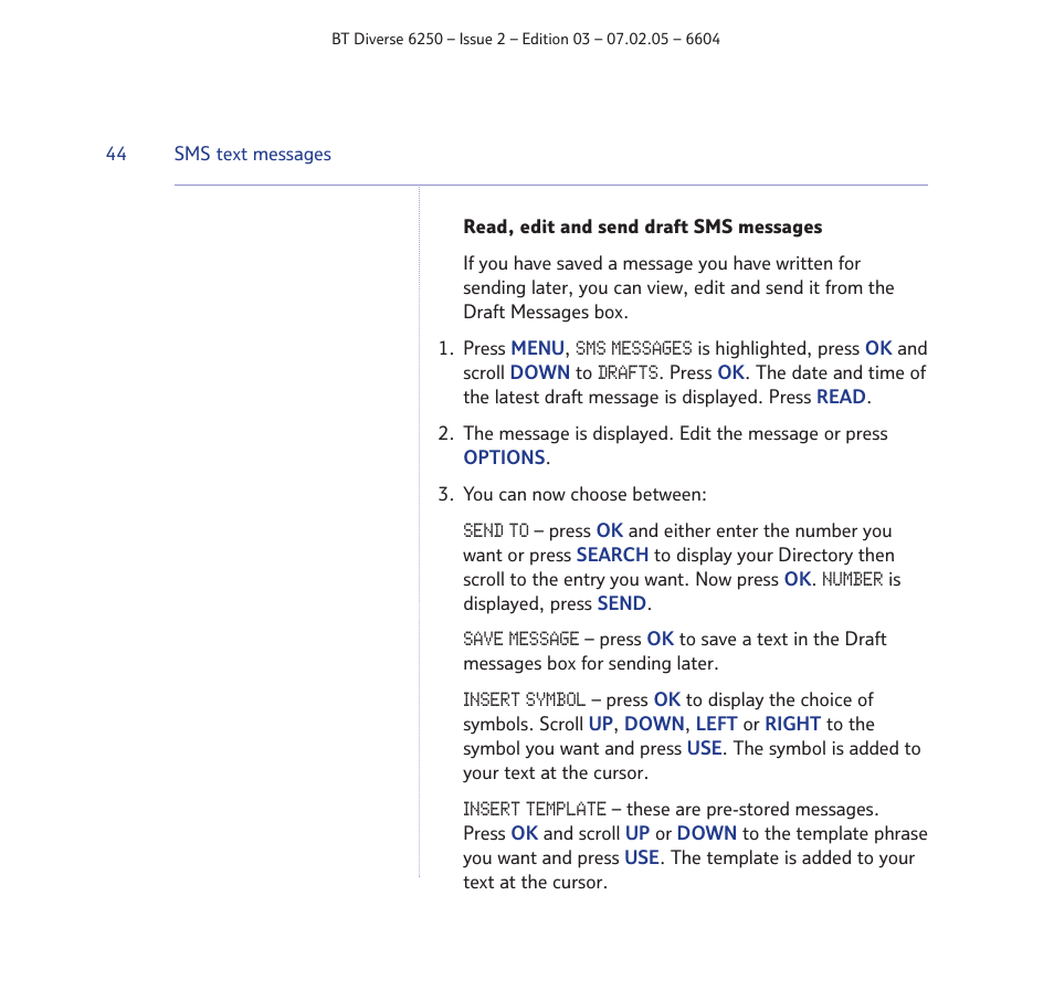 BT DIVERSE 6250 User Manual | Page 44 / 88