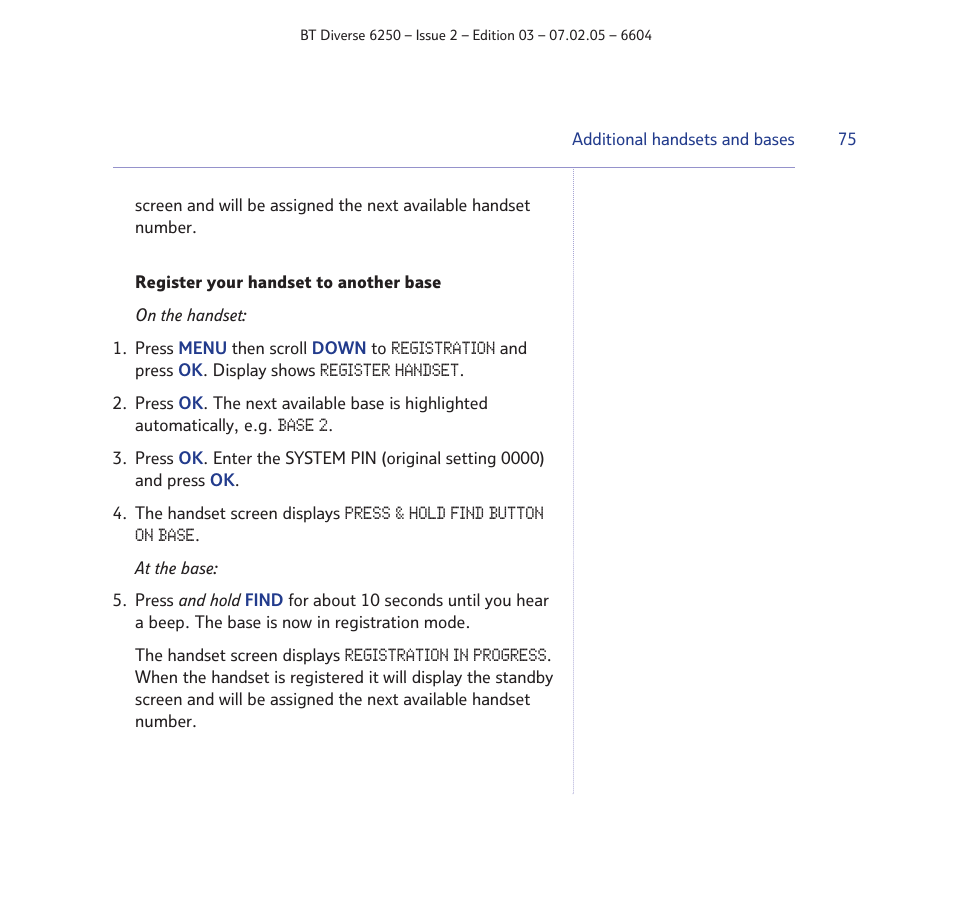 BT DIVERSE 6250 User Manual | Page 75 / 88
