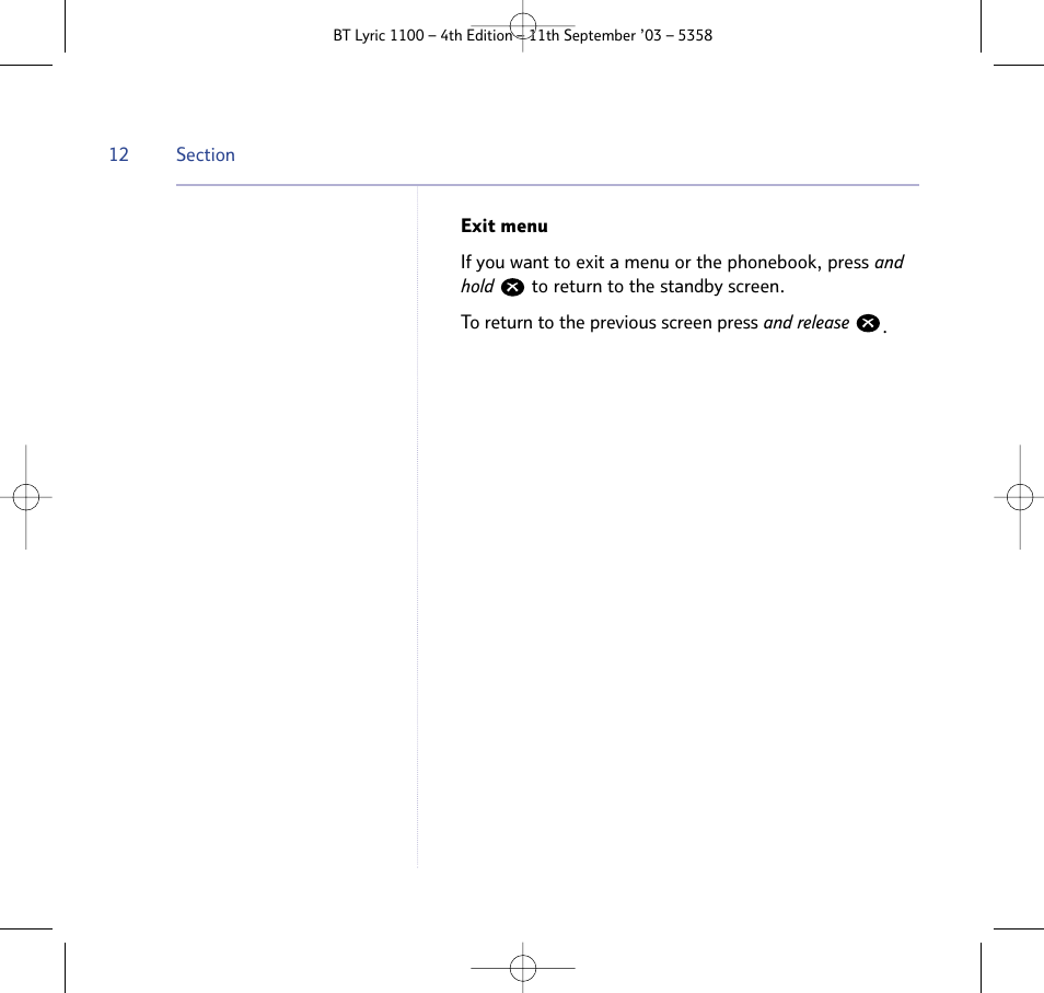 BT Lyric 1100 User Manual | Page 12 / 55