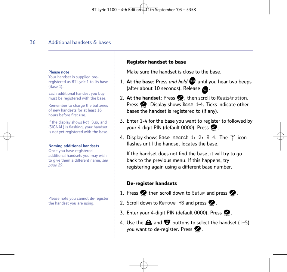 BT Lyric 1100 User Manual | Page 36 / 55