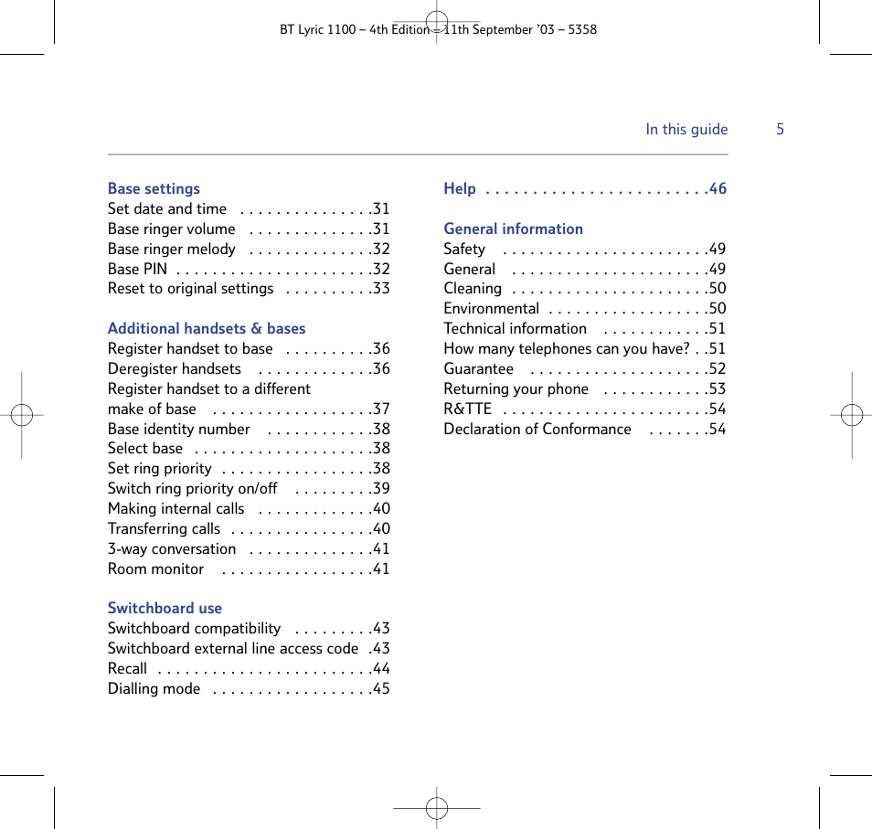 BT Lyric 1100 User Manual | Page 5 / 55