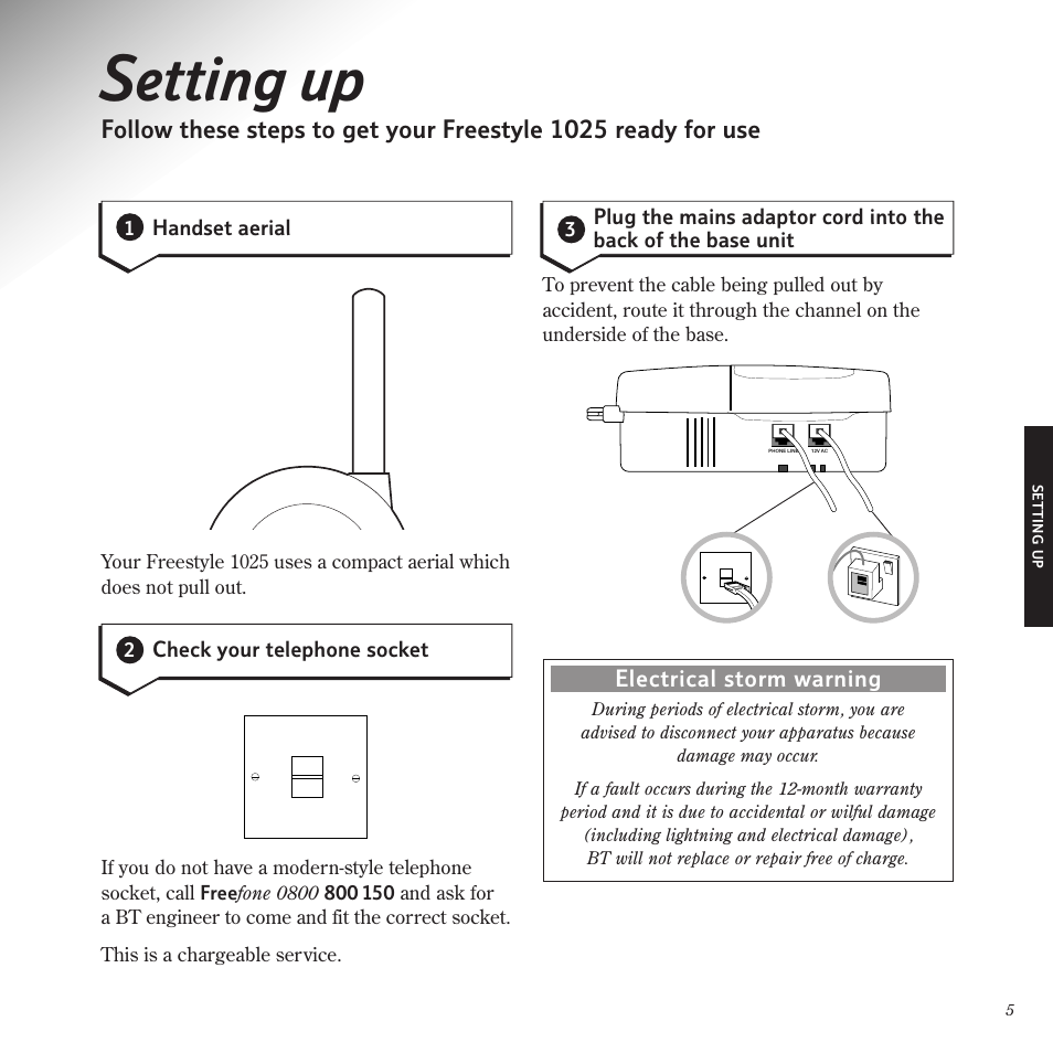 Setting up | BT Freestyle 1025 User Manual | Page 9 / 47