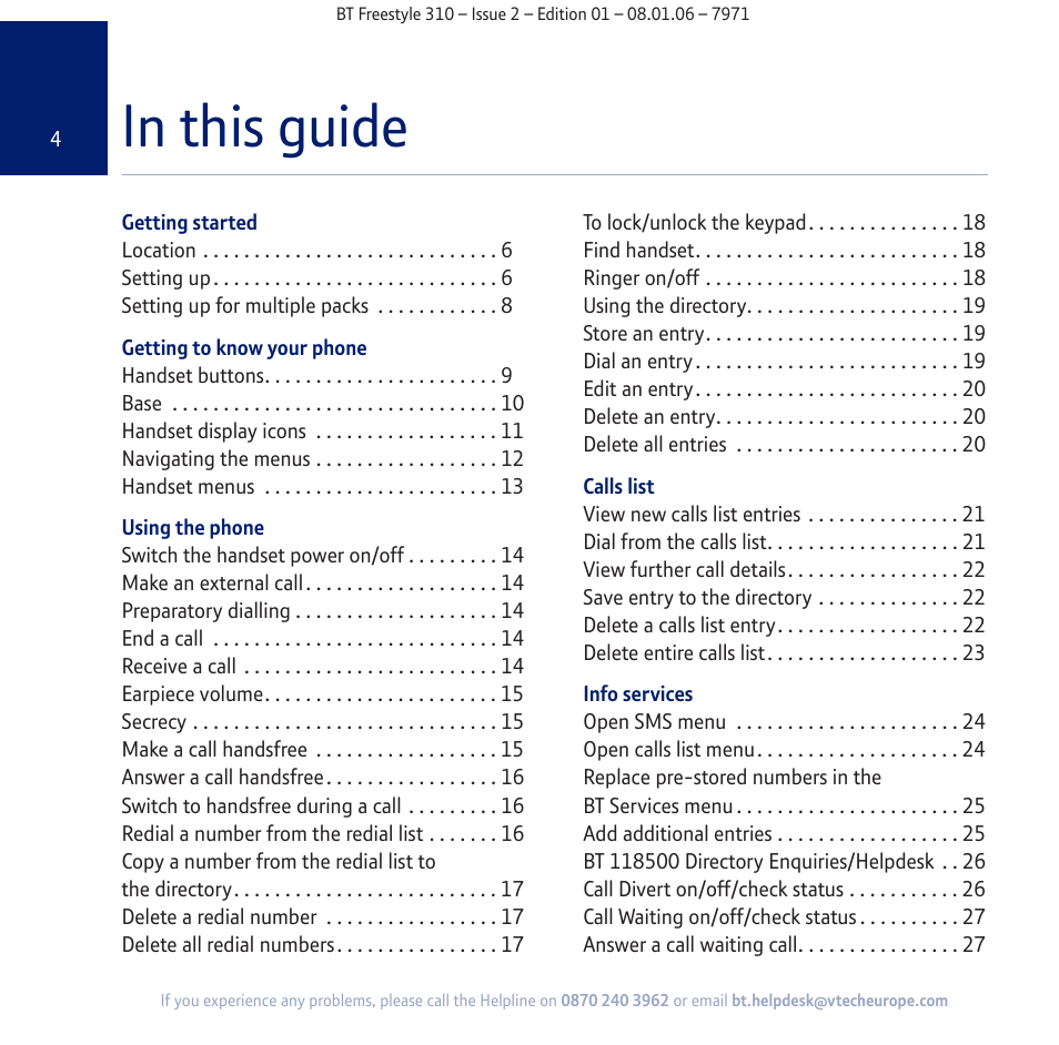 BT Freestyle 310 User Manual | Page 4 / 60