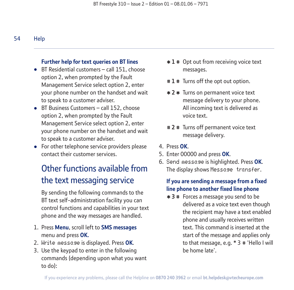 BT Freestyle 310 User Manual | Page 54 / 60