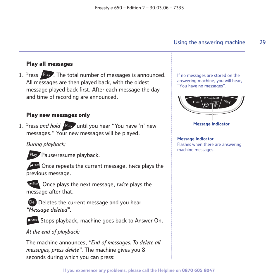 29 using the answering machine | BT Freestyle 650 User Manual | Page 29 / 68