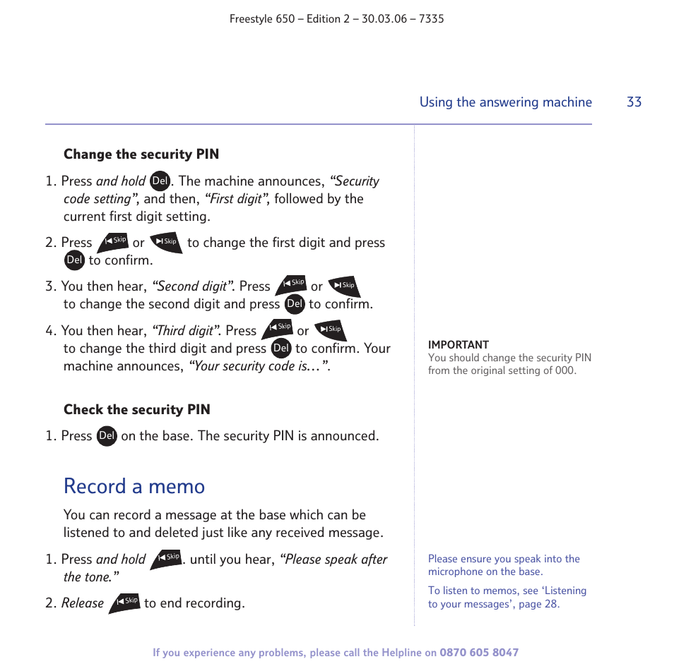 BT Freestyle 650 User Manual | Page 33 / 68