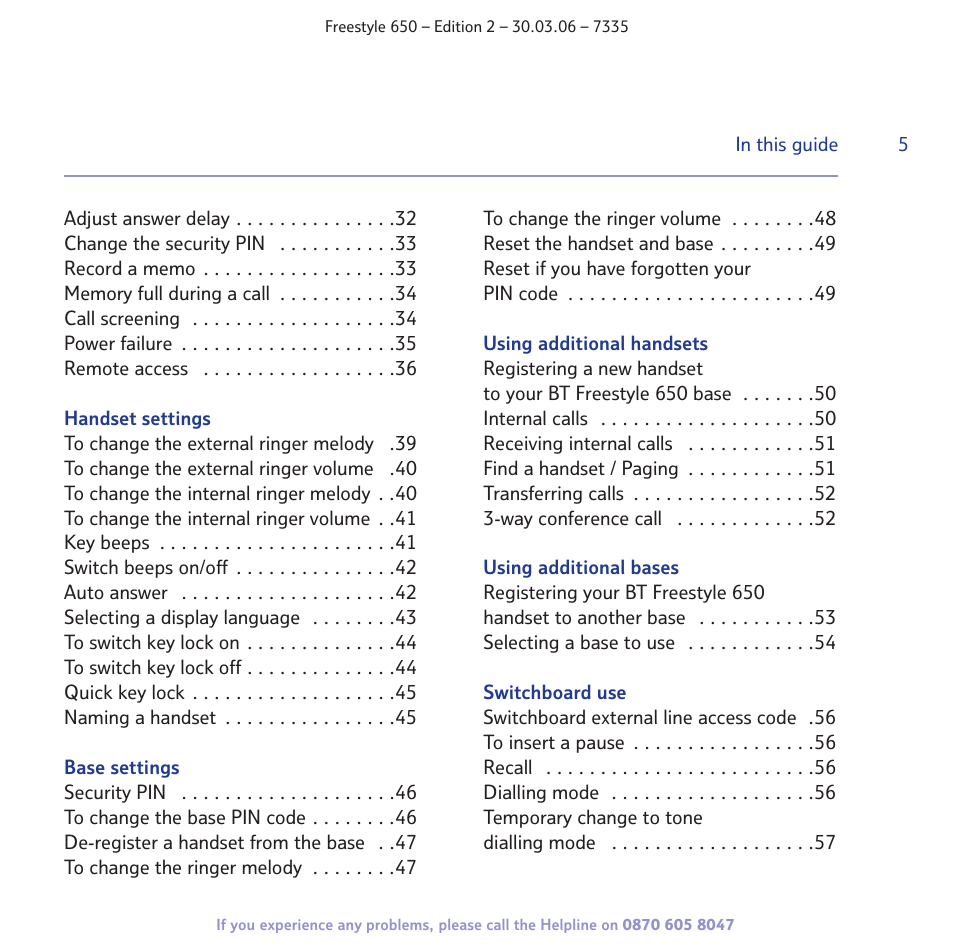 BT Freestyle 650 User Manual | Page 5 / 68